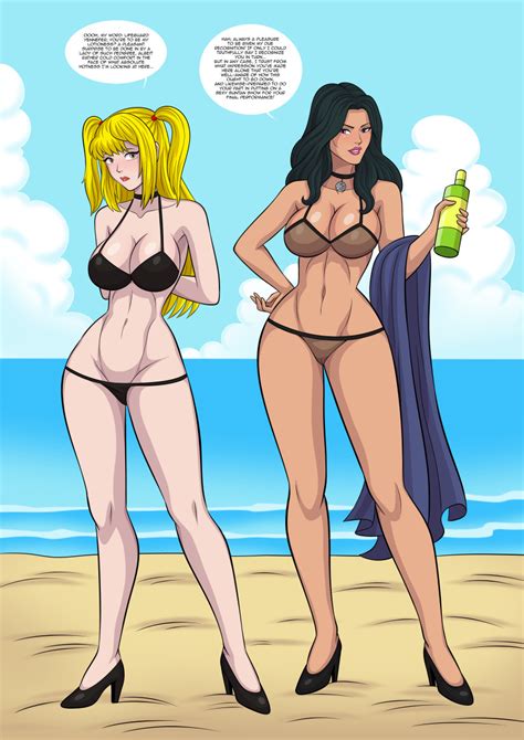 Rule 34 2girls Anoneysnufftan Arabatos Beach Bikini Black Bikini