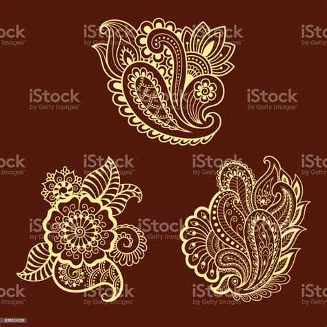 Henna Tattoo Flower Template Mehndi Style Set Of Ornamental Patterns In