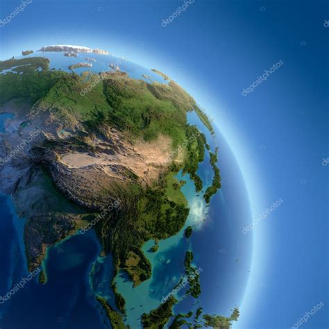 Earth With High Relief Illuminated By The Sun — Stock Photo © Antartis