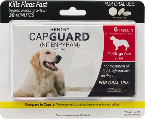 Sentry Capguard Oral Flea Tablets For Dogs Over 25 Lbs 6 Treatments