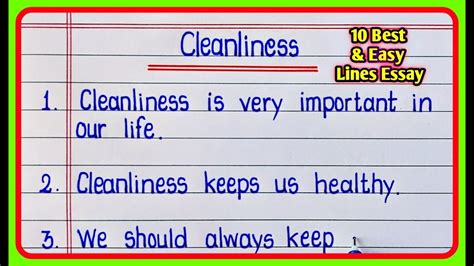 Short Essay On Cleanliness10 Lines Essay On Cleanlinessparagraph On