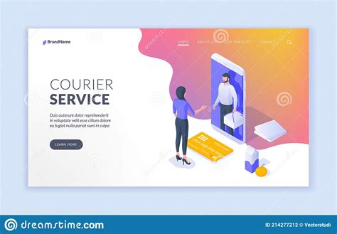 Vector Banner For Courier Service App Advertisement Stock Vector
