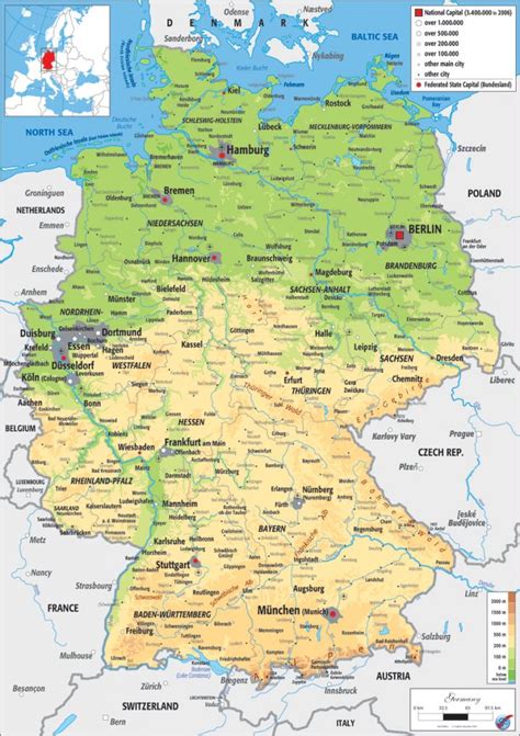 Openstreetmap.org ist ein im jahre 2004 gegründetes internationales projekt mit dem ziel, eine freie weltkarte zu erschaffen. Germany Physical Map - Graphic Education
