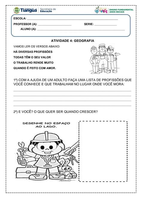 Prova De Geografia 1 Ano Ensino Fundamental Para Imprimir