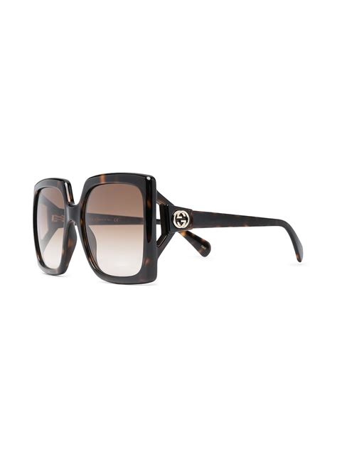 Gucci Eyewear Square Frame Logo Plaque Sunglasses Farfetch