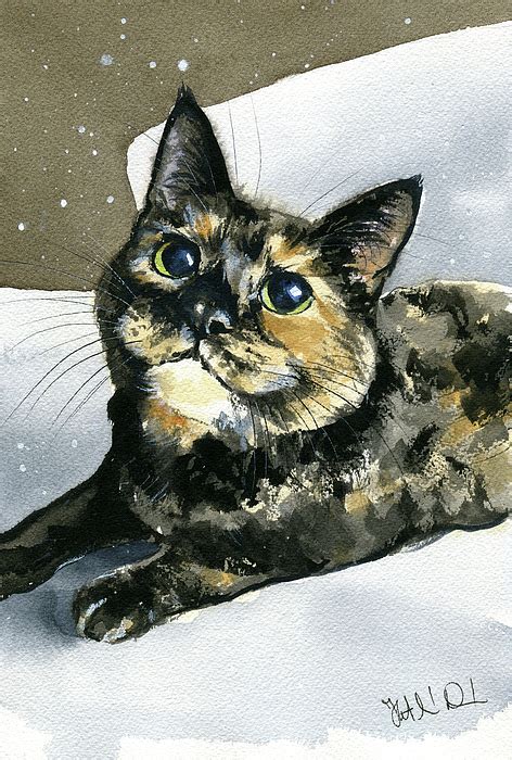 Lady Moss Tortoiseshell Cat Painting Greeting Card By Dora Hathazi Mendes