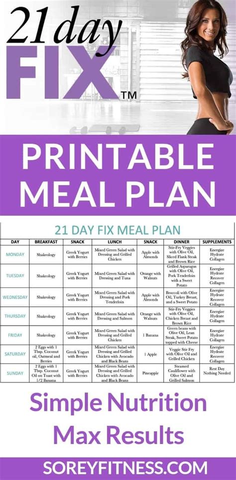 21 Day Fix 1200 Calorie Meal Plan With Containers Plan A 21 Day Fix