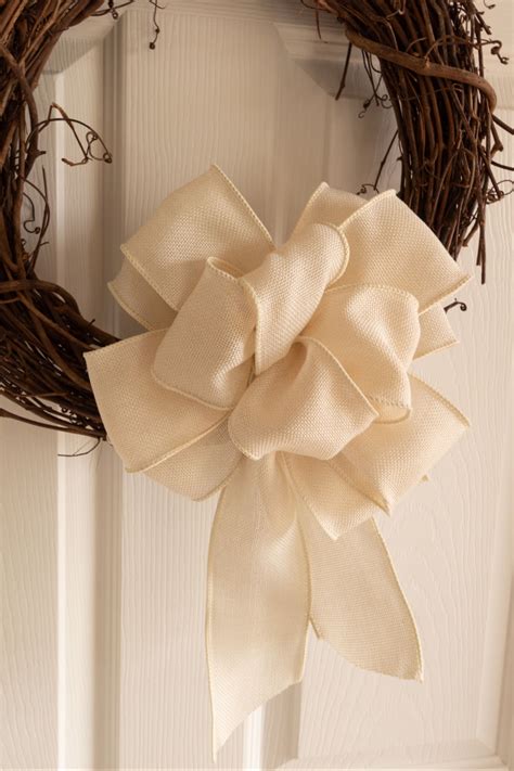 Add This Cream Burlap Bow To A Wreath For A Classic Elegant Touch Measures 8 X 12 Also Comes