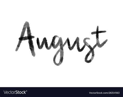 August Hand Lettering On White Background Vector Image