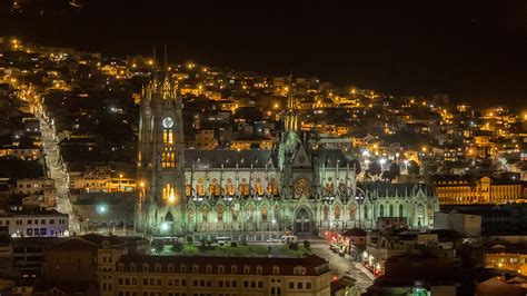 Photo Cities Cathedral Quito Roads Ecuador Night Houses 2560x1440