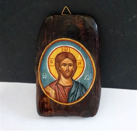 Antique Wood Hand Painted Jesus Christ Byzantine Orthodox Etsy