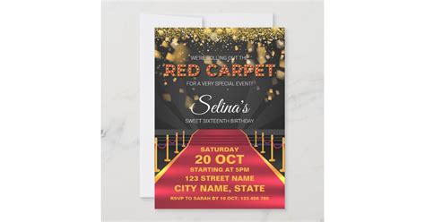 Red Carpet Hollywood Birthday Party Invitation Zazzle