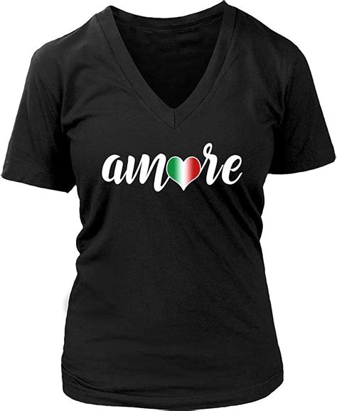 italian shirts women s italy v neck t shirt with amore design clothing shoes