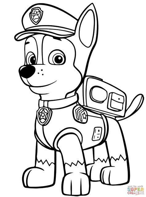 Desenho de Paw Patrol Chase para colorir | Desenhos para colorir e