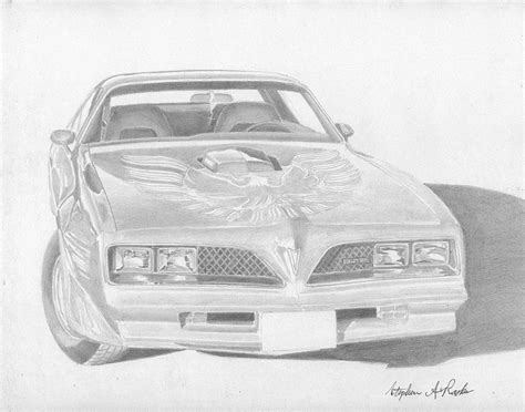 Pontiac Trans Am Classic Car Art Print Drawing By Stephen Rooks