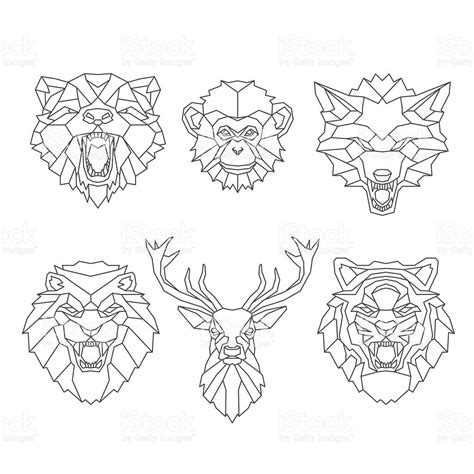 Set vector of flat design geometric animals icons. media.istockphoto.com vectors line-art-animals-heads ...