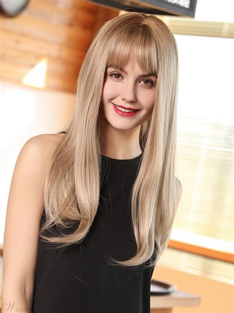 Women's Long Length Blonde Color Synthetic Hair Wigs 130% Density Rose Net Capless Wigs 24Inches ...