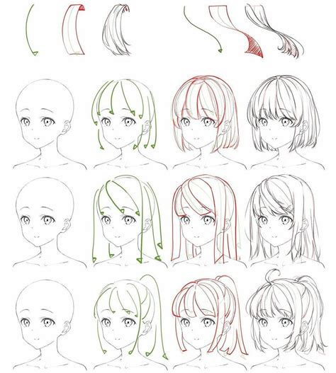Reference Sheet Of How To Draw Anime Flowing Hair Credit T Anime