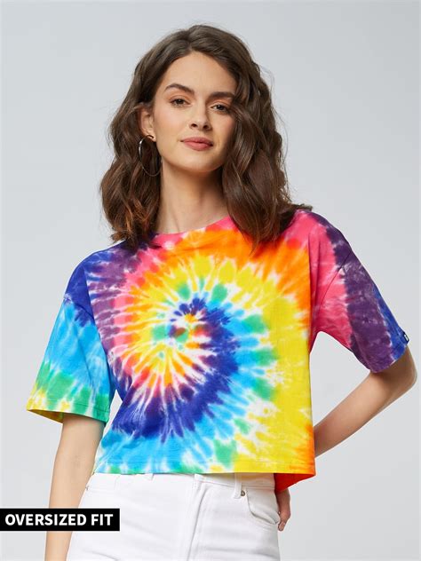 Buy Tie Dye Rainbow Women Oversized Crop Tops Online At The Souled Store