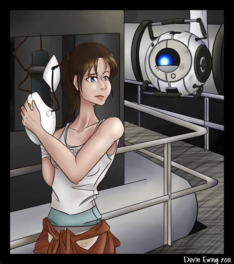 Portal 2 Chell And Wheatley By Mirageflames On Deviantart