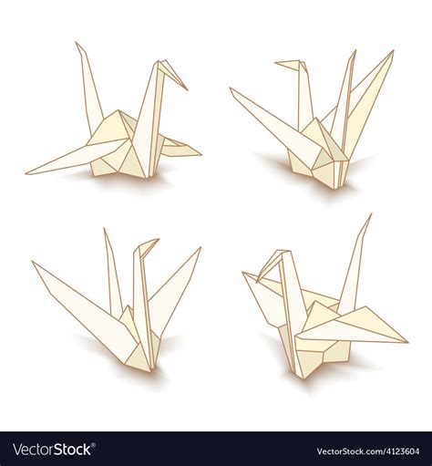Isolated Origami Paper Cranes Royalty Free Vector Image