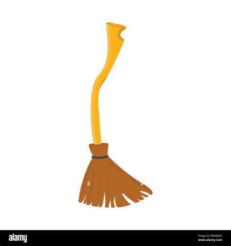 Vector Cartoon Illustration Besom Or Witch Twigs Broom Or Broomstick