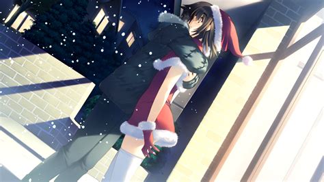 Blush Brown Hair Christmas Dress Game Cg Gloves Hat Izumi Chiaki