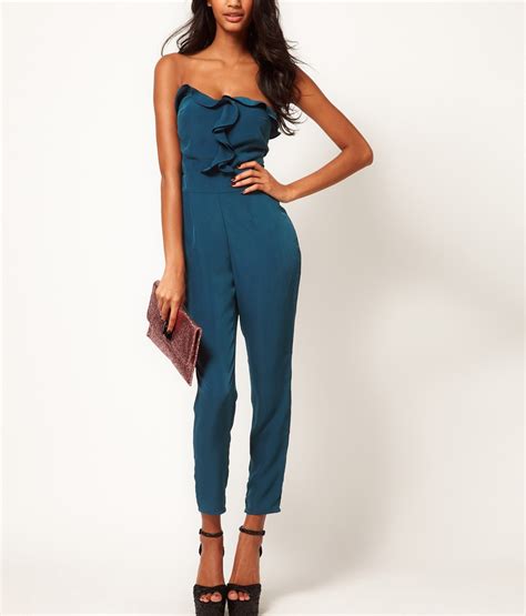 Liebemode Teal Full Length Body Fitted Jumpsuit