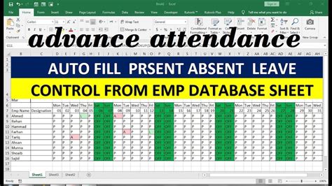 Advance Attendance Sheet In Excel Download Youtube