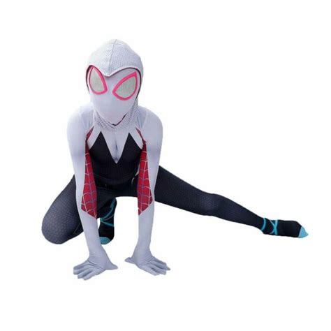 Kids Girl Gwen Stacy Cosplay Costume With Lens Spider Man Into The