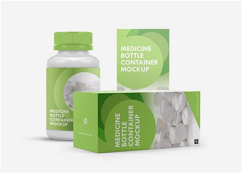 Download Medicine Bottle Container and Box Mockup | Mockup World HQ
