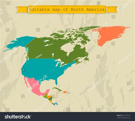 Editable North America Map With All Countries Vector Illustration Eps8