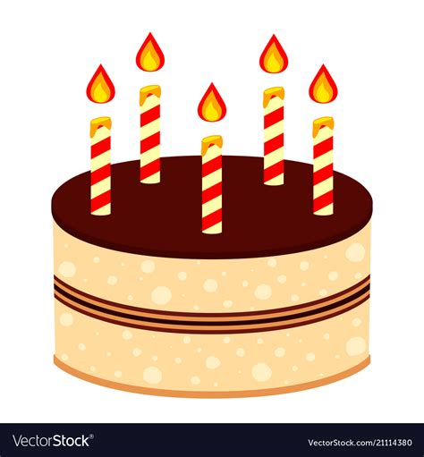 Colorful Cartoon Birthday Cake 5 Candles Vector Image