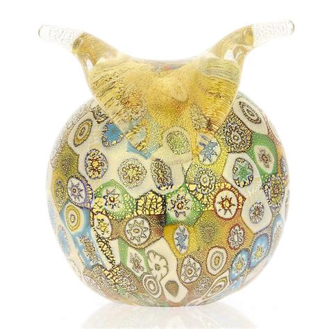 Glassofvenice Murano Glass Golden Quilt Millefiori Owl Etsy