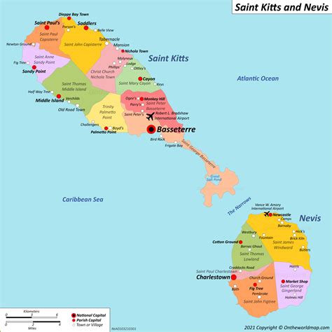 Saint Kitts And Nevis Map Maps Of Federation Of Saint Christopher And