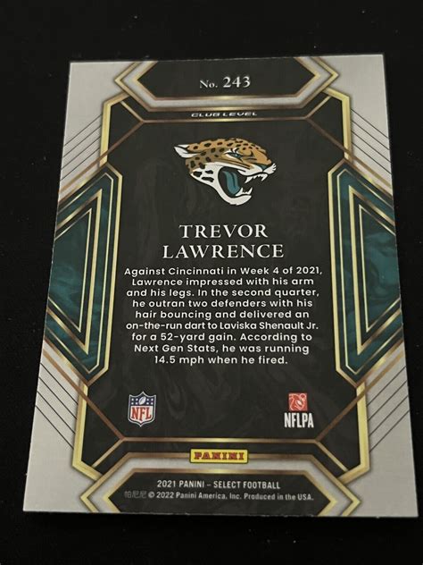 Mavin 2021 Panini Select Football Trevor Lawrence Club Level Rookie Card 243