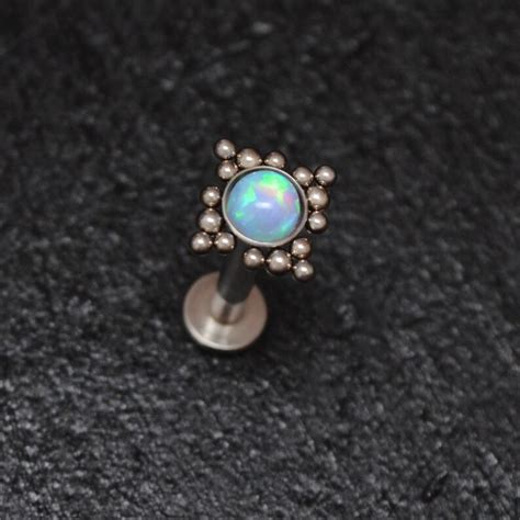 Opal Tragus Stud Titanium Tragus Ring Forward Helix Etsy