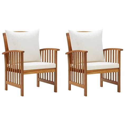 Buy Vidaxl Garden Chairs With Cushions 2 Pcs Solid Acacia Wood Online