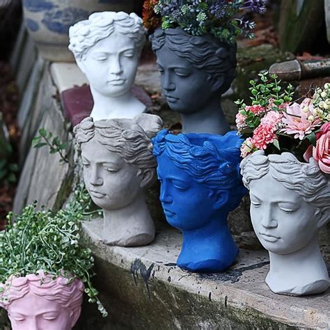 Retro Whimsical Goddess Bust Vase Vase Crafts Decor Crafts Flower