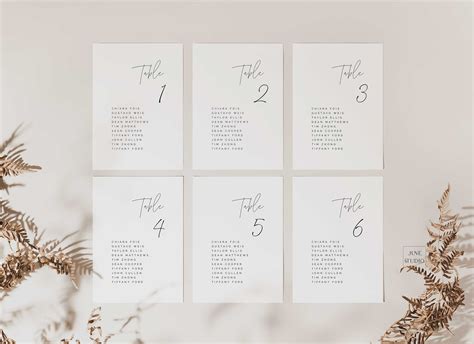 Modern Calligraphy Table Seating Card Template Editable Wedding
