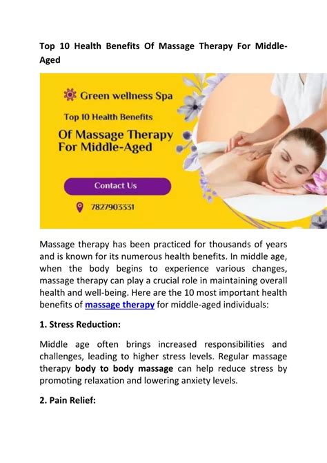Ppt Top 10 Health Benefits Of Massage Therapy For Middle Aged Powerpoint Presentation Id
