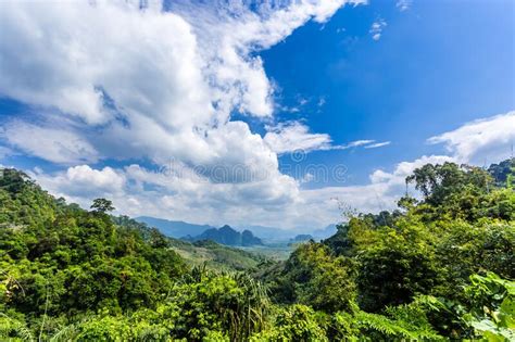 Beautiful Landscape Nature Of Rain Forest And Mountain Background Stock