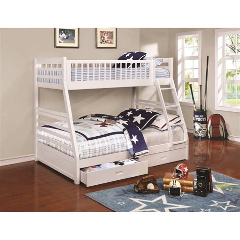 Coaster Bunks 460180 Twin Over Full Bunk Bed With 2 Drawers And Attached Ladder A1 Furniture
