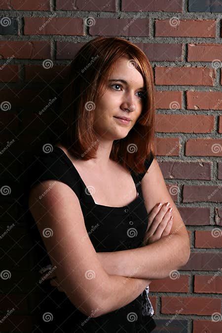 Pretty Teenage Girl With Her Arms Crossed Stock Image Image Of