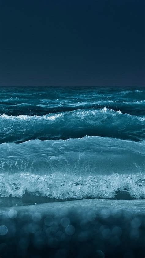 Nature Night Ocean Beach Wave Bokeh Iphone Wallpapers Free Download