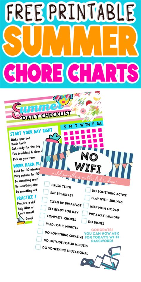 Summer Chore Charts Free Printables Play Party Plan