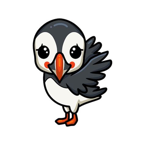 Premium Vector Cute Little Puffin Bird Cartoon