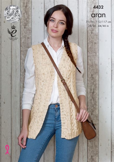 easy to follow waistcoat and cardigan knitted with big value aran knitting patterns king cole