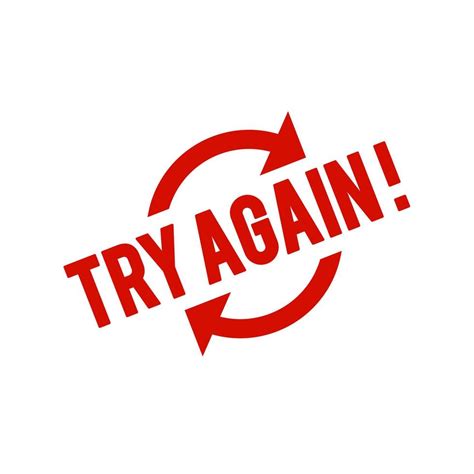 Try Again Text Symbol Stamp Red Rubber Stamp Sticker Icon Symbolizing