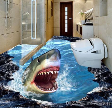 See more ideas about 3d wall panels, stick on tiles, wall panels. Wall Mural Wallpaper Shark 3D Three Dimensional Painting ...